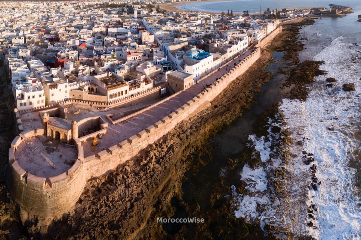 Atlantic light falling across the historic ramparts of Essaouira