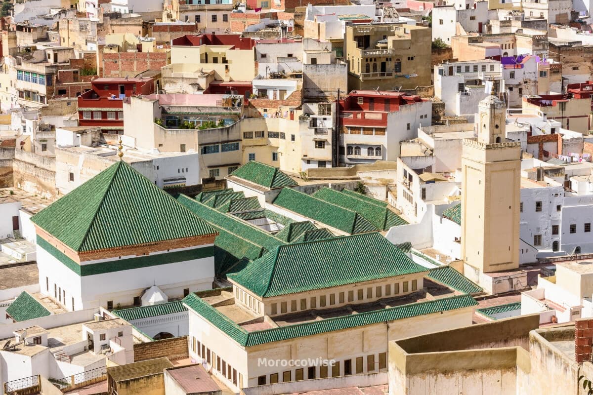 The white hillside buildings of Moulay Idriss Zerhoun near Meknes