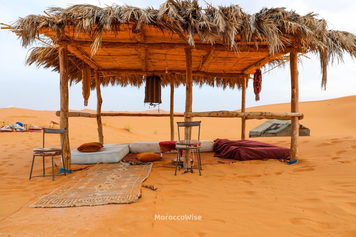 Sunrise spreading across the sand in southern Morocco