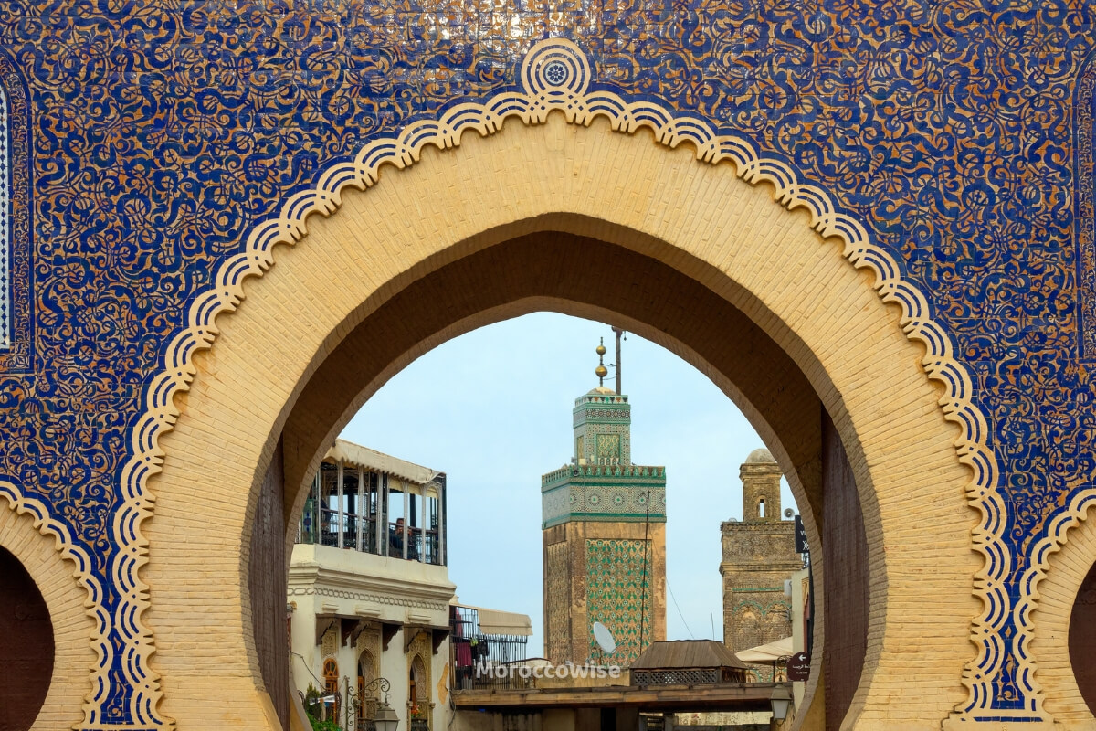 The blue-tiled Bab Bou Jeloud gate in Fes