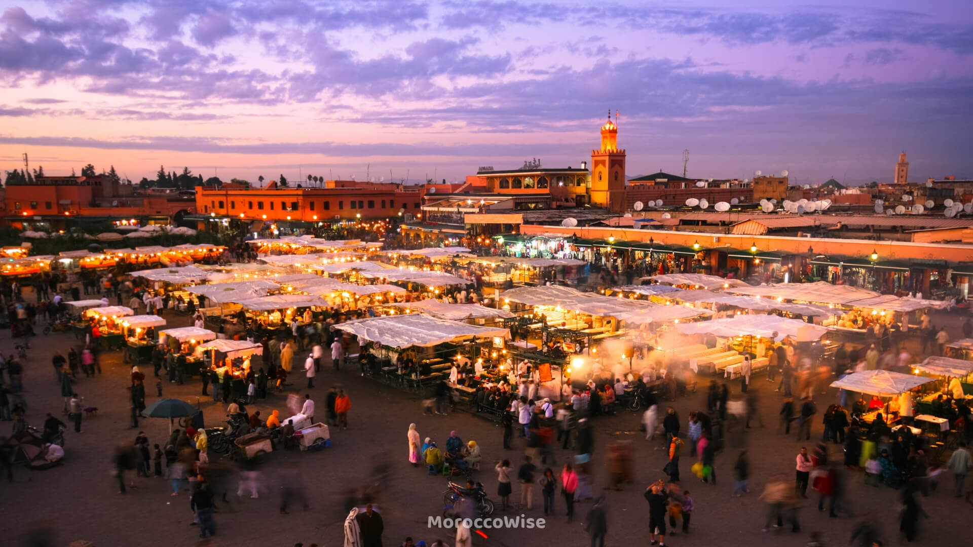 Historic red-toned buildings and rooftops in Marrakech