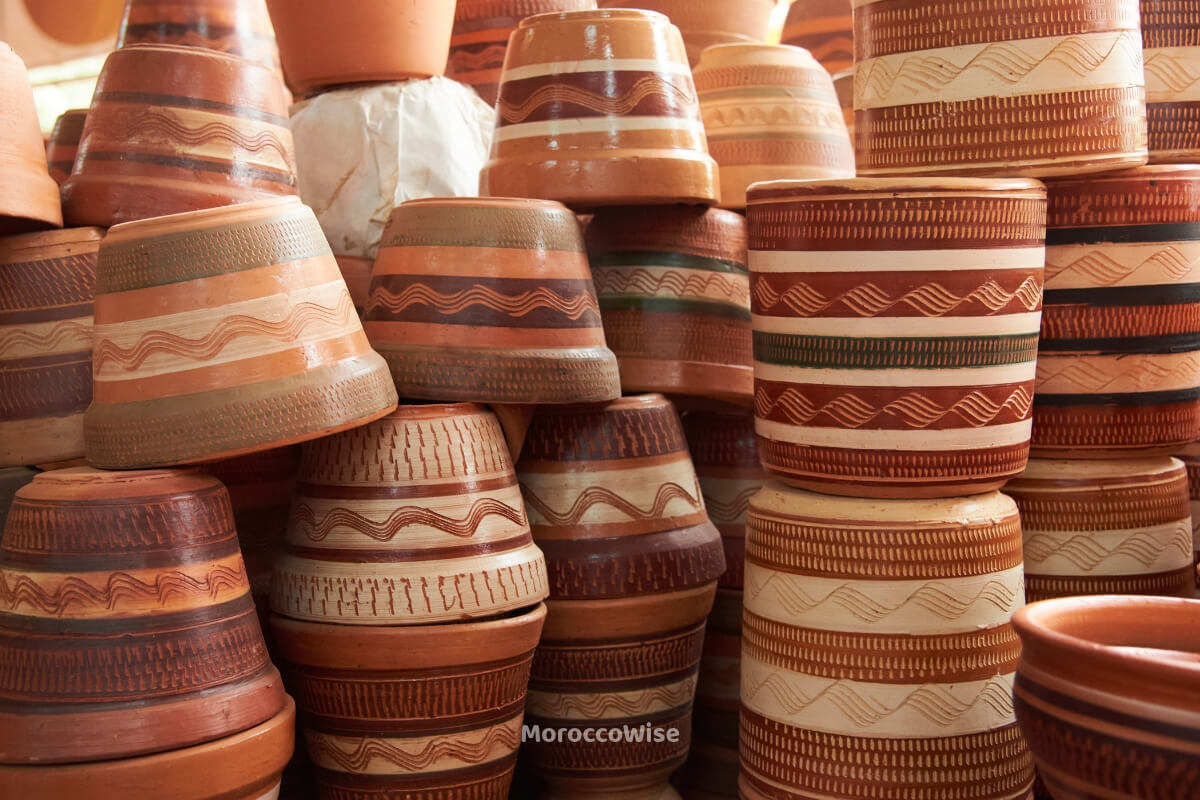 Hand-cut zellige tilework and geometric ceramic patterns in Fes