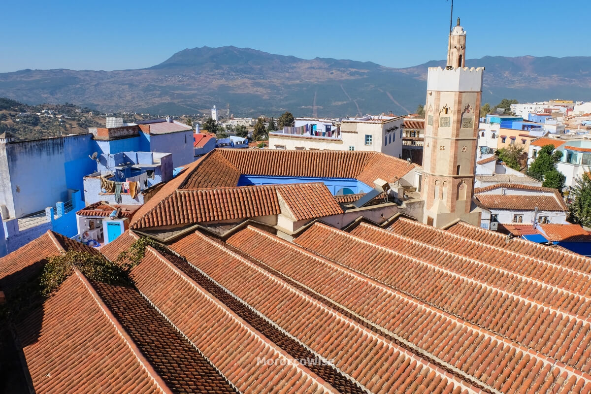 Panoramic view over Chefchaouen from the Spanish Mosque trail